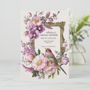 Save The Date Fleur aquarelle rose fleurir oiseau Baby shower