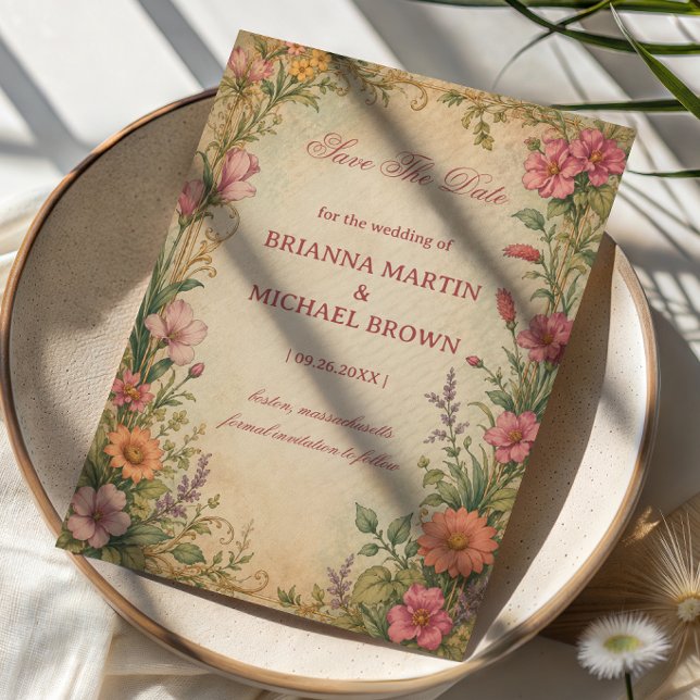 Save The Date Fleur botanique vintage (Créateur téléchargé)