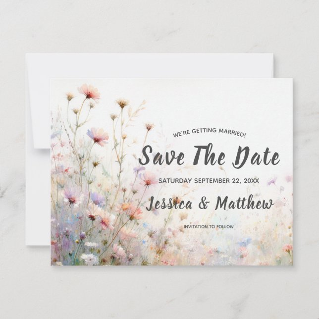 Save The Date Fleur de Boho aquarelle personnalisée (Devant)