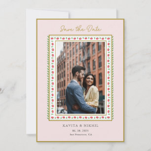 Save The Date Fleur de bordure aquarelle Photo Enregistrer la Da