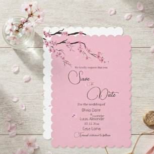 Save The Date Fleur de cerisier rose Sakura aquarelle florale