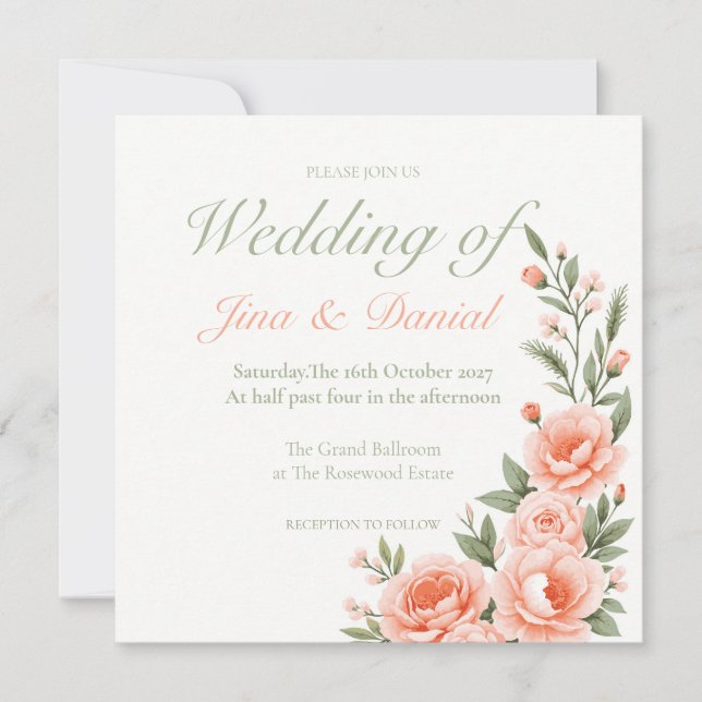 Save The Date Fleur de coucher de soleil - Orange doux (Devant)