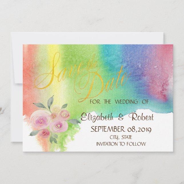 Save The Date Fleur de giclée d'aquarelle moderne Enregistrer la (Devant)