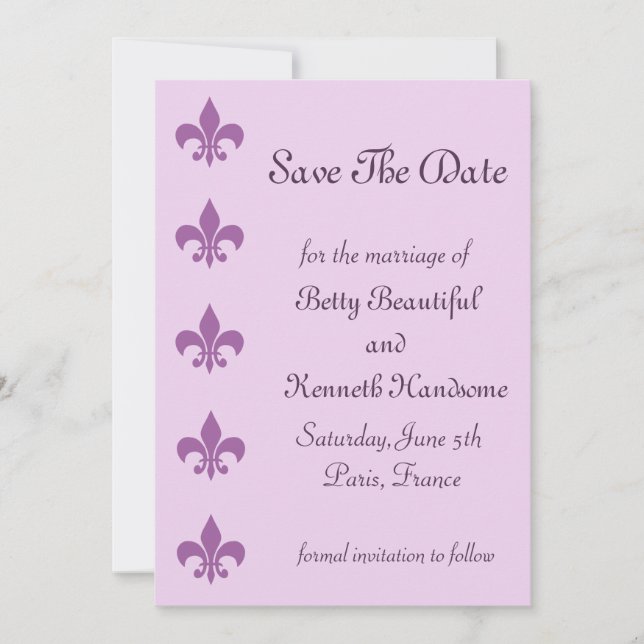 Save The Date Fleur De Lise Sauvez la date à Lilacs (Devant)