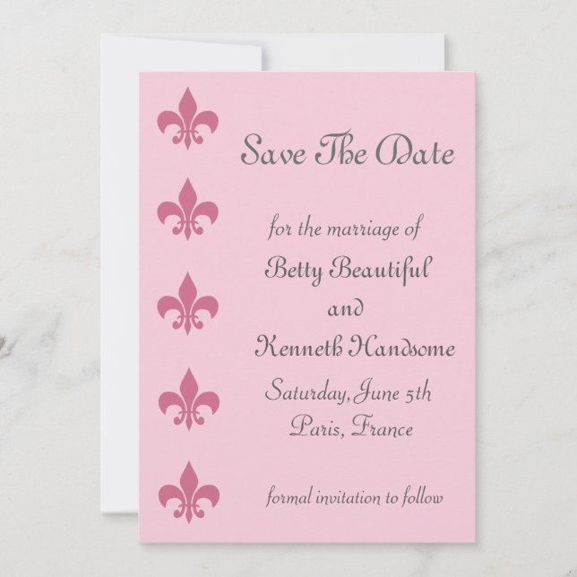 Save The Date Fleur de Lise Sauvez la date en Pretty Pink (Devant)