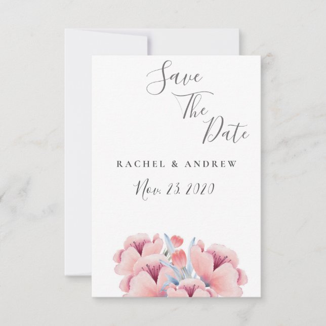 Save The Date Fleur de pêche | Mariage floral Enregistrer la dat (Devant)