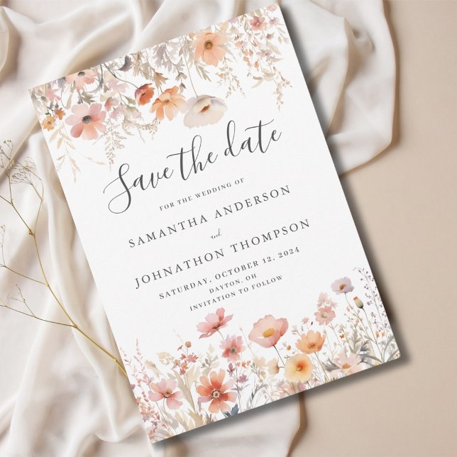 Save The Date Fleur de pêcher Fleur de mariage plat  (Créateur téléchargé)