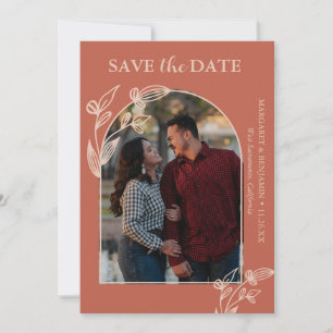 Save The Date Fleur de photo d'arche en terre cuite Boho