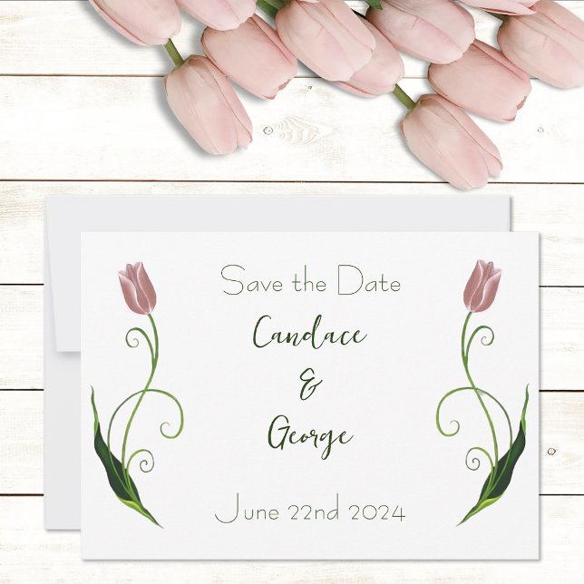 Save The Date Fleur de tulipe rose (Créateur téléchargé)