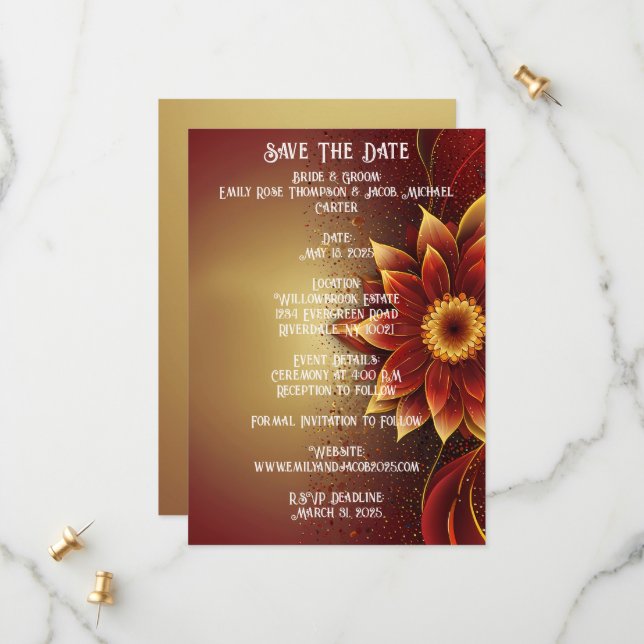 Save The Date Fleur éternelle Une célébration intemporelle de l' (Devant/Arrière en situation)