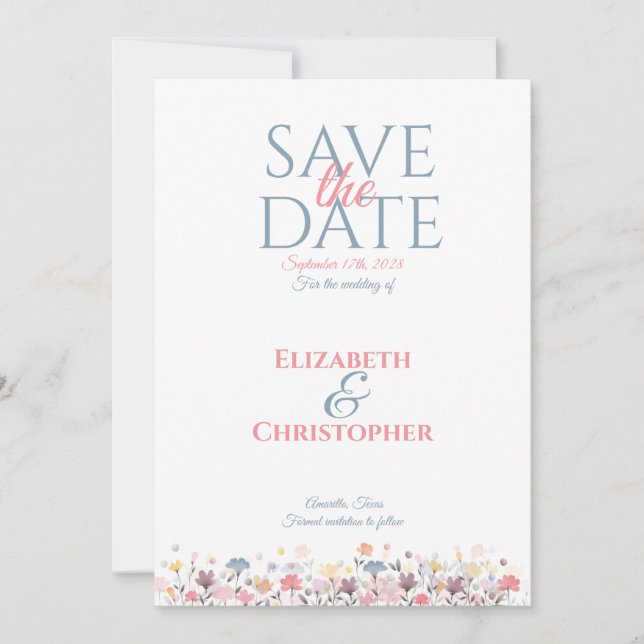 Save The Date Fleur minimaliste aquarelle  (Devant)