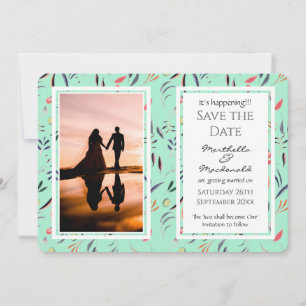 Save The Date Fleur NEO MINT Photo personnalisée C'EST EN TRAIN