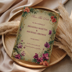 Save The Date Fleur Ornementale Romantique Vintage