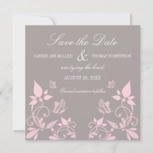 Save The Date Fleur papillon Enregistrer la date Invitation, ros