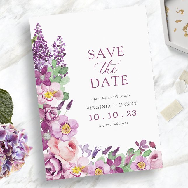Save The Date Fleur pourpre (Créateur téléchargé)