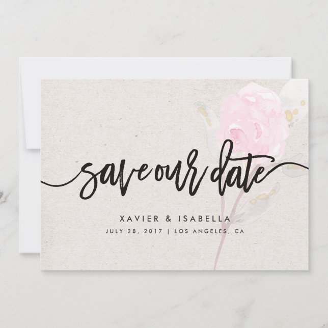 Save The Date Fleur Rose | Annonce de Mise en Garde (Devant)
