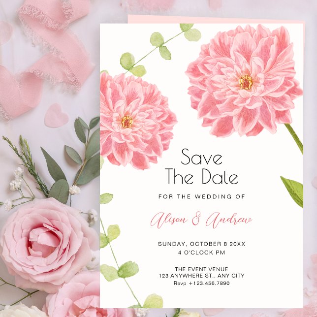 Save The Date Fleur rose mariage en fleurs (Créateur téléchargé)