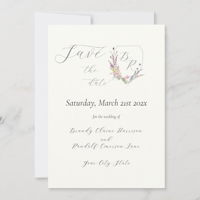 Save The Date Fleur sauvage aquarelle (Devant)