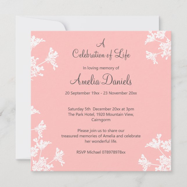 Save The Date Fleur sauvage blanc Célébration de la vie Faire-pa (Devant)