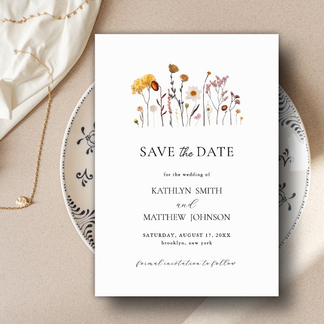 Save The Date Fleur sauvage Boho Chic moderne Whimsical Floral (Créateur téléchargé)
