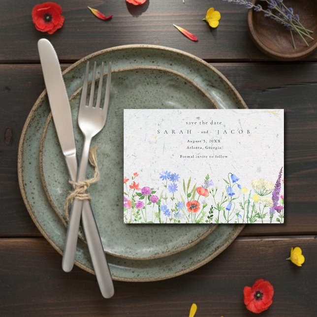 Save The Date Fleur sauvage Boho Wedding Enregistrer La Date (Wildflower Boho Garden Wedding Save the Date)