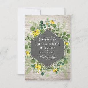Save The Date Fleur sauvage Bouquet Blanc Brick Enregistrer La D