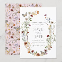 Fleur sauvage Butterfly Floral Enregistrer La Date