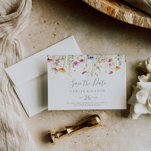 Save The Date Fleur sauvage coloré de prairie Mariage horizontal