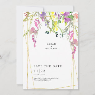 Save The Date Fleur sauvage Coloré Géométrique Enregistrer La Da