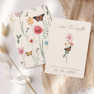 Save The Date Fleur sauvage coloré simple Mariage floral