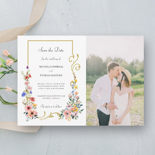Save The Date Fleur sauvage d'aquarelle Mariage d'été du printem