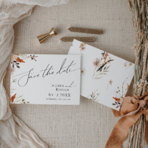 Save The Date Fleur sauvage d'automne Boho   horizontal