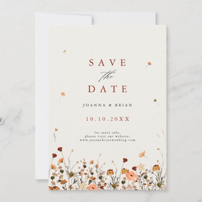 Save The Date Fleur sauvage d'automne Jardin Botanique Boho chic (Devant)