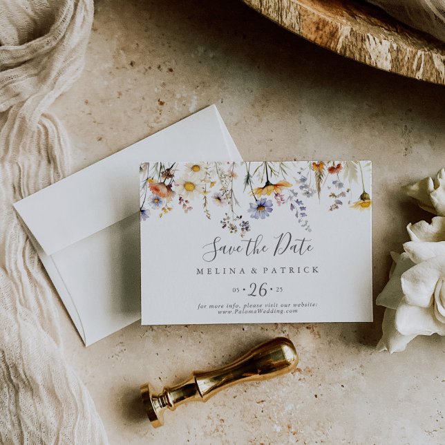 Save The Date Fleur sauvage d'automne Sunshine Mariage horizonta (Créateur téléchargé)