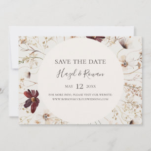 Save The Date Fleur sauvage de Bourgogne Beige Horizontal Enregi