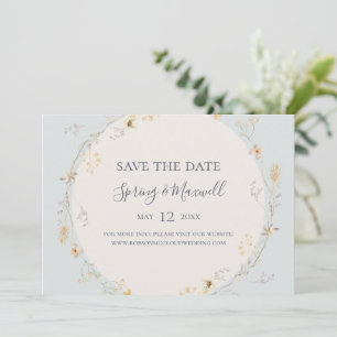Save The Date Fleur sauvage de printemps   Bleu clair horizontal