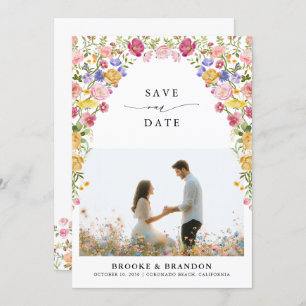 Save The Date Fleur sauvage de printemps coloré Meadow Garden Ma