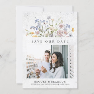 Save The Date Fleur sauvage de printemps coloré Meadow Garden QR