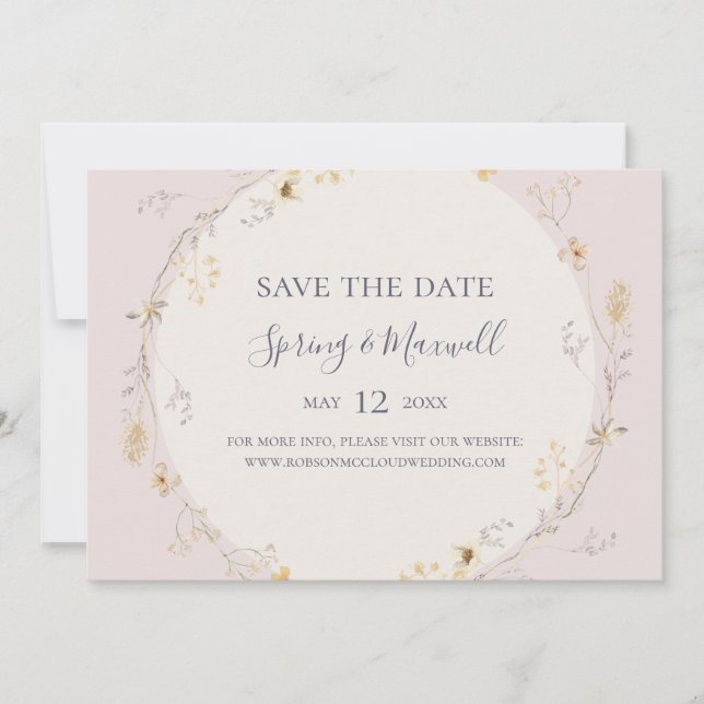 Save The Date Fleur sauvage de printemps | Flush Horizontal Enre (Devant)