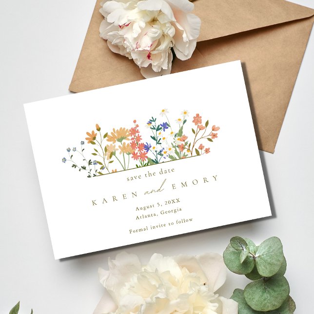 Save The Date Fleur sauvage d'été Boho Mariage (Créateur téléchargé)