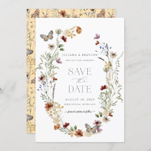 Save The Date Fleur sauvage Elégant aquarelle Floral & Butterfy