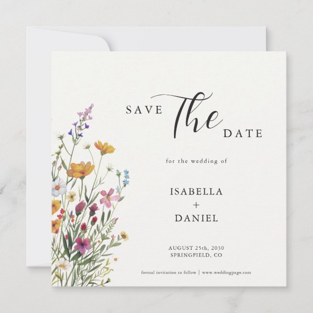 Save The Date Fleur sauvage Élégant Mariage Chic Enregistrer La  (Devant)