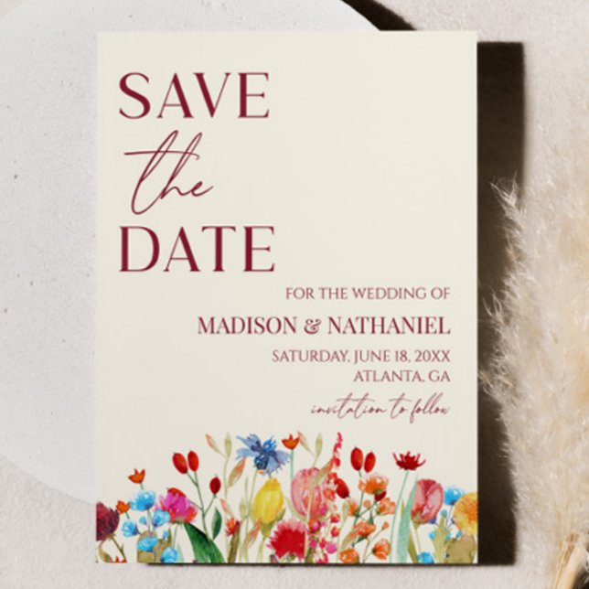Save The Date Fleur sauvage Fleur Fleur Flore Jardin Mariage (Créateur téléchargé)