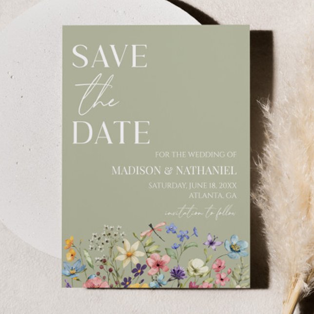 Save The Date Fleur sauvage Fleur Fleur Flore Jardin Mariage (Créateur téléchargé)