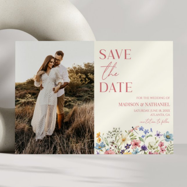 Save The Date Fleur Sauvage Fleur Fleurie Jardin Photo Mariage (Créateur téléchargé)