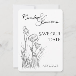 Save The Date Fleur sauvage illustré