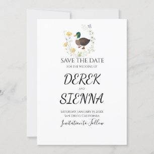 Save The Date Fleur sauvage Mallard Canard Mariage Enregistrer L