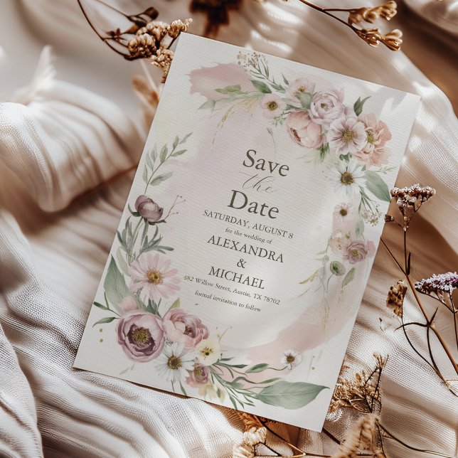 Save The Date Fleur sauvage Mariage Boho Pays Floral (Créateur téléchargé)