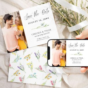 Save The Date Fleur sauvage Mariage Delicate Floral et photo