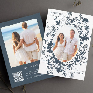 Save The Date Fleur sauvage Marine Silhouette 2 Mariage photo